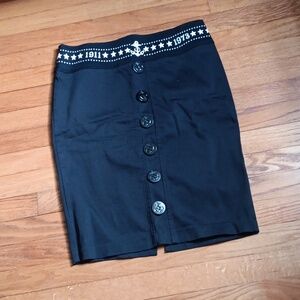 Sailor Jerry Black Nautical Pencil Skirt ■ Size S
